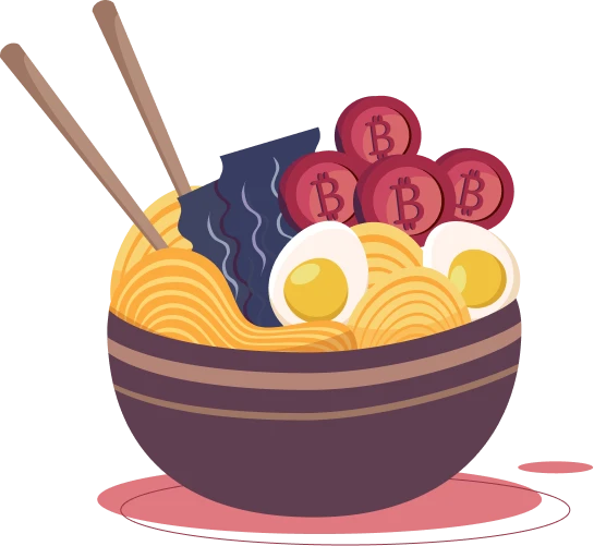 WagyuSwap crypto-token ramen bowl illustration